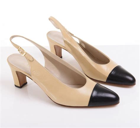 chanel two tone slingback|chanel slingback beige and black.